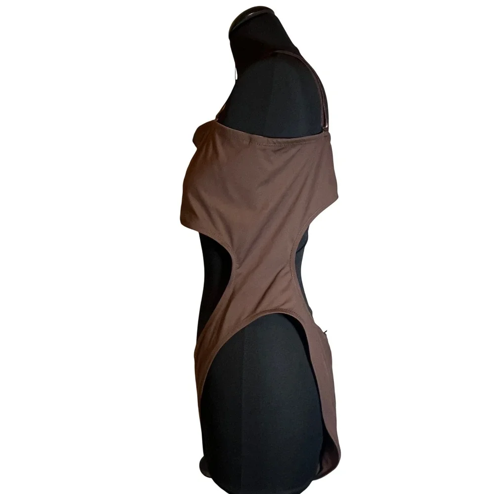 SKIMS Swim Strapless Cut Out Monokini Swimsuit in Cocoa Brown, Size 3X, NWT